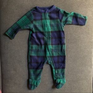 Old Navy plaid fleece footie sleeper EUC 3m